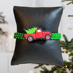 Classic Christmas, Red Truck Hauling Christmas Tree, Holidays, Family, bracelet